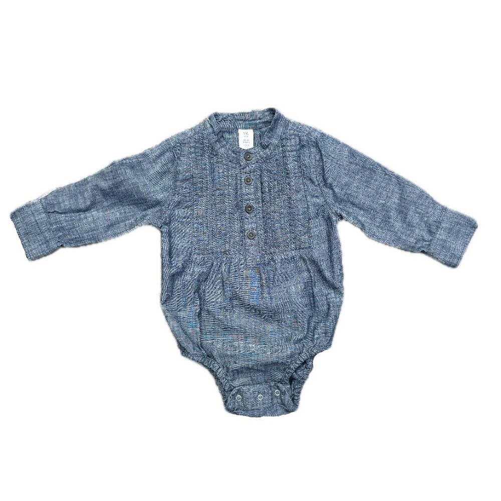 Banana Republic Tuxedo Chambray Blue Bodysuit, 12 - 18 months